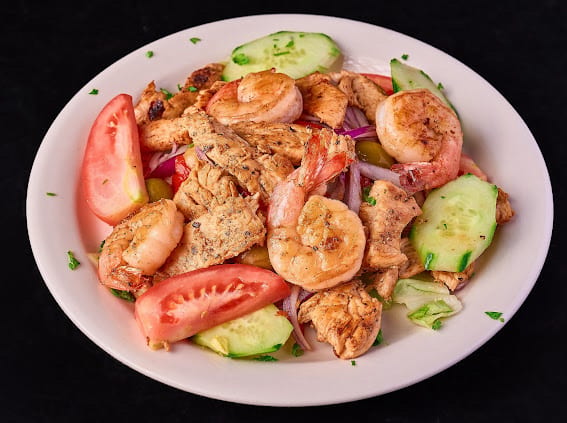 Grilled Chicken & Shrimp Salad.